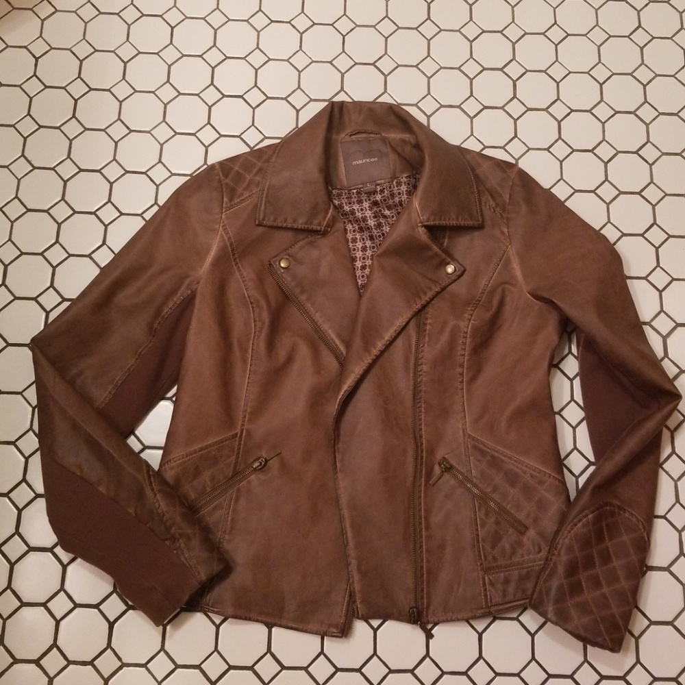 Maurices distressed brown leather jacket